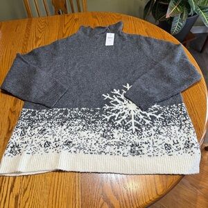 J.Jill Intarsia Snowflake Funnel Neck Sweater NWT Size 2X
